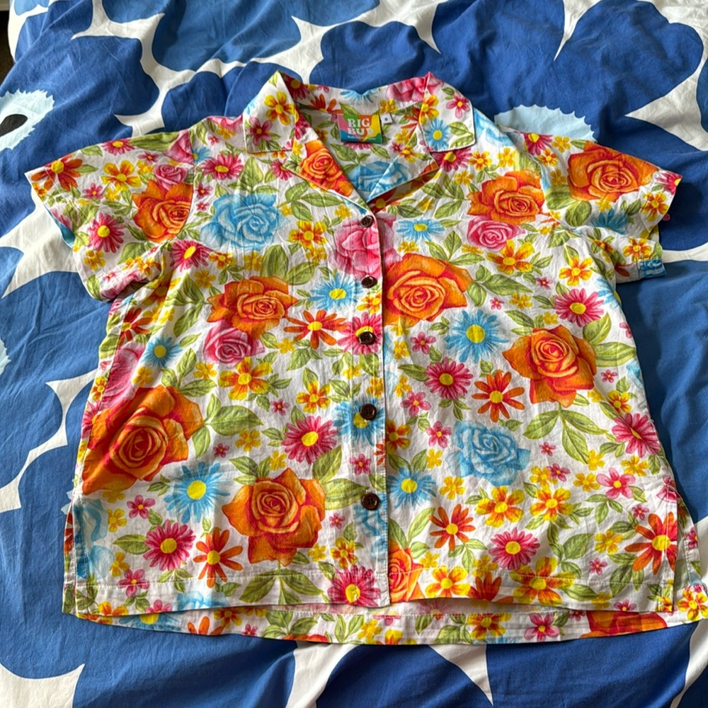 Big Bud Press vintage wallpaper floral pantry button up shirt blouse